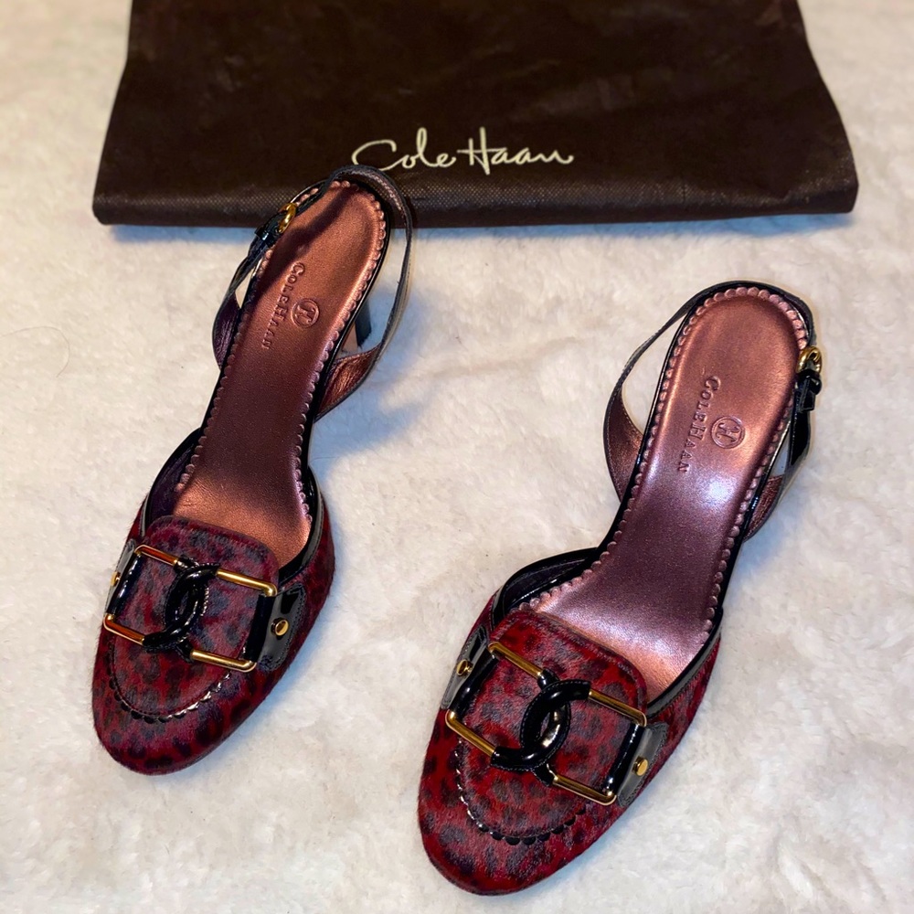 Cole Haan Maroon and Black Slingback Heels
